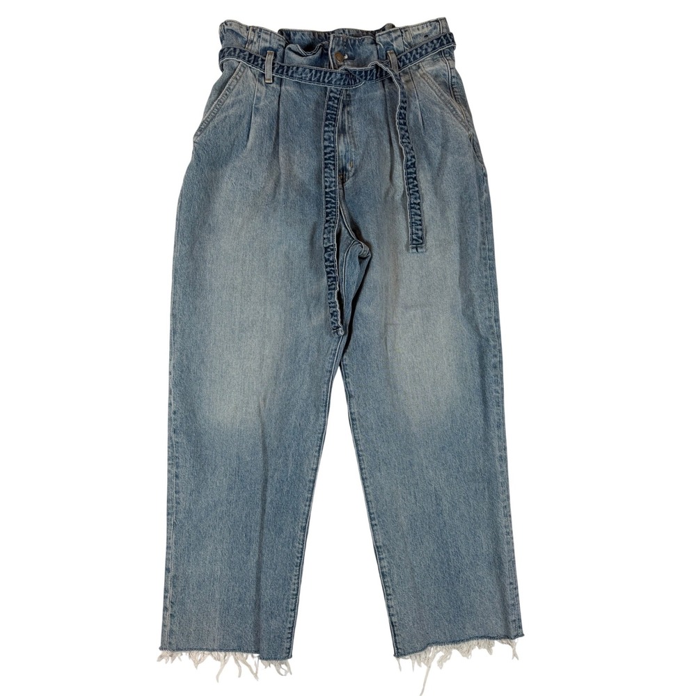 Abercrombie & Fitch Mom Jean Light Wash Paperbag Waist Tied Denim 31 12 155D0317